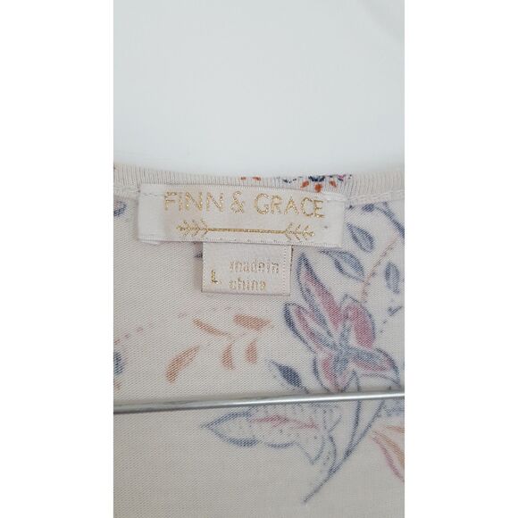 Finn & Grace Long Sleeve Tie Front Floral crisscross top, long-sleeved, Large - Picture 5 of 7